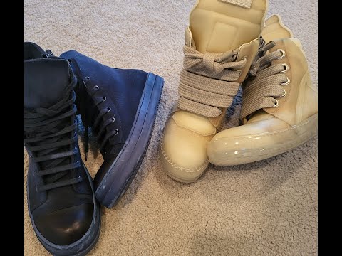 ☆Rick Owens drkshdw Indigo Blue & Geobasket Natural Leather On~Foot ☆