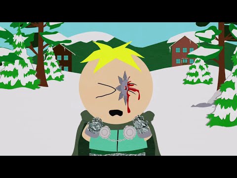 Butters gets a Ninja Star in the eye, from Kenny - South Park