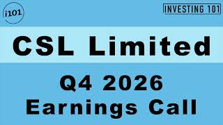 CSL Limited Q4 2026 Earnings Call | FY26 Underlying NPATA Hits $3.1B & Revenue Up to $15.8B