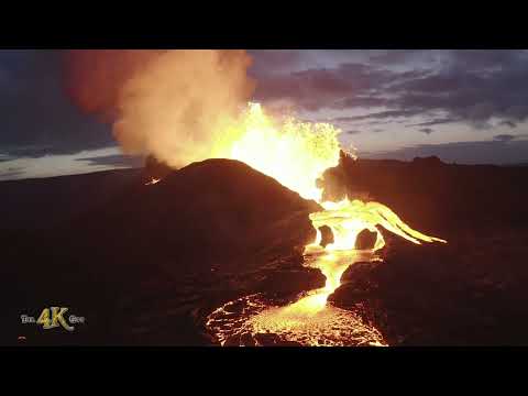 Part 2 - Aerial fly over of Icelandic volcano Fagradalsfjall during...