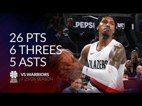 Caleb Love 26 pts 6 threes 5 asts vs Warriors 25/26 season