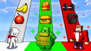 Mikey vs JJ vs Carrie FAT vs STRONG Stairs Battle (Maizen Minecraft) Mikey vs JJ vs Carrie FAT vs STRONG Stairs Battle (Maizen Minecraft)