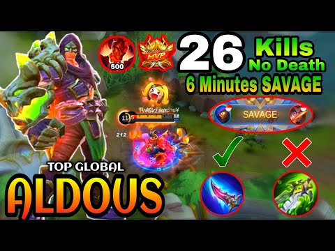 Aldous 6 Minutes Savage 500 Stacks |Aldous Gameplay| |Top Global| |Best Build| By: 4G•Fikachu¥ -MLBB