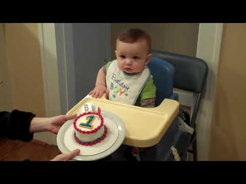 Baby Ben Eating His 1st Birthday Cake