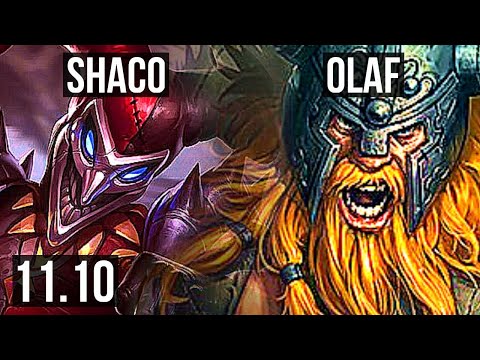 SHACO vs OLAF (JUNGLE) | Rank 4 Shaco, 3.1M mastery, 4/1/10, 600+ games | KR Challenger | v11.10