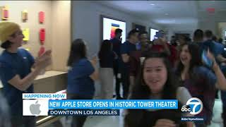 Apple CEO Tim Cook greets customers at new store in downtown LA's converted Tower Theater| ABC7