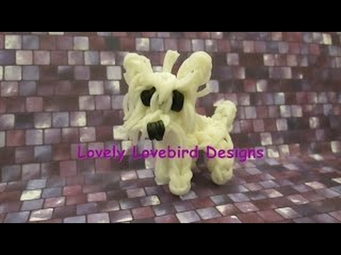 Rainbow Loom Westie, West Highland White Terrier Dog or Puppy Charm. 3-D.