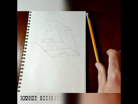 Very Easy!! How To draw 3D Floating Letter A #2 - Anamorphic Illusion - 3D Trick Art on paper