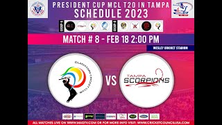 LIVE PRESIDENT CUP MCL T20 2023 MATCH#8 GLADIATORS Vs  TAMPA SCORPIONS