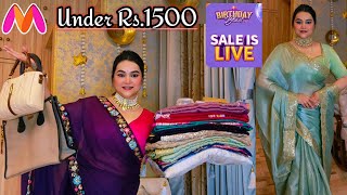 Myntra Birthday blast sale Under Rs.1500 Wedding Saree, Earrings, Jewellery set, Footwear & Bag haul