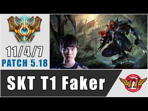 SKT T1 Faker - Zed vs Ahri - Mid - Season5 - Patch 5.18 - KR SoloQ Challenger