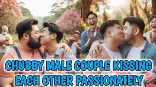 Very Romantic Gay Chubby Couple Kissing Each Other