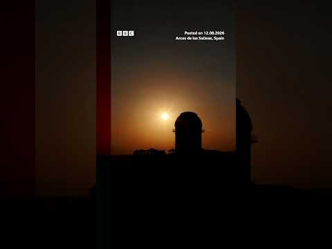 Total solar eclipse seen behind observatory in Spain. #TotalEclipse #SolarEclipse #BBCNews