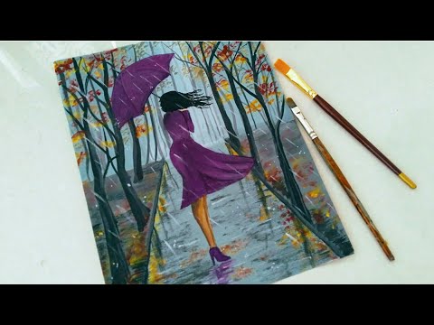 painting rainy season scenery video tutorial by priya