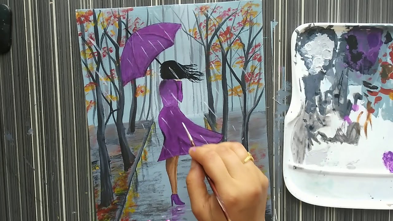 painting rainy season scenery video tutorial by priya