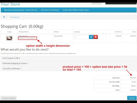 Product Option Width x Height Textbox - OpencartTools