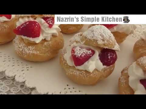 How To Make Easy Sweet Puffs || Strawberries Cream Puffs || Easy Homemade Puffs