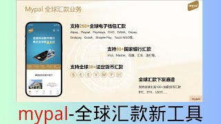 mypal-全球汇款新工具   支持USDT入金，汇款到全球，支持250+全球电子钱包汇款，80+国家银行汇款，30+法币货币汇款