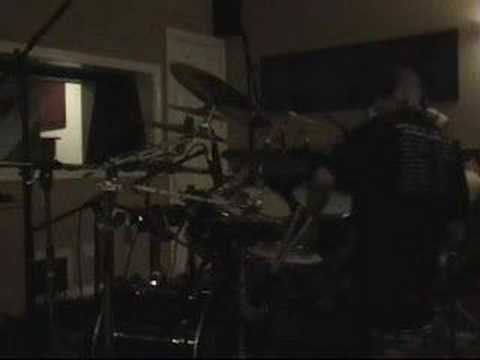Dave Suzuki recording drums for "Hammer Down The Nails"