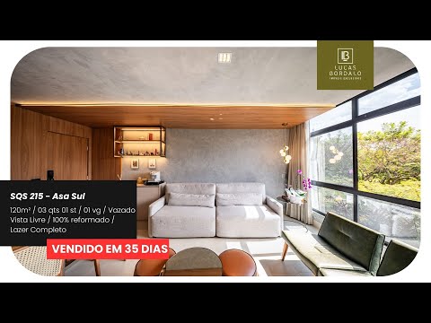 SQS 215 - Asa Sul - 120m², 03 bedrooms 01 suite, 100% renovated, open space 01 parking space
