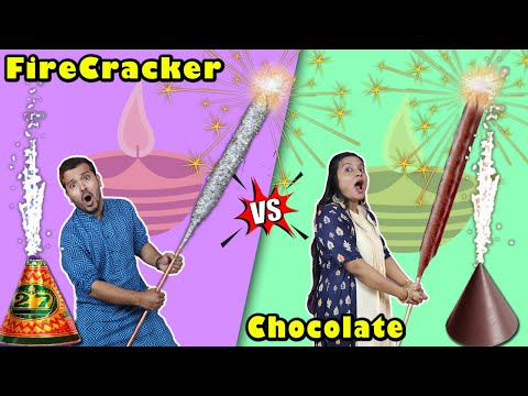 Firecracker Vs Chocolate Fire Cracker Challenge | Diwali Firecracker Challenge | Hungry Birds