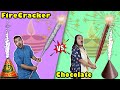 Firecracker Vs Chocolate Fire Cracker Challenge | Diwali Firecracker Challenge | Hungry Birds