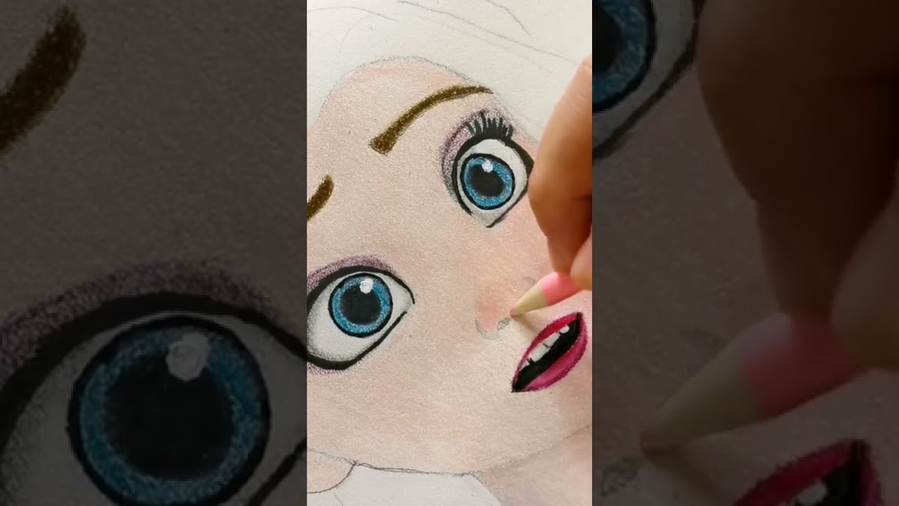 DRAWING PRINCESS ELSA FROZEN 2 FANART #shorts #art #cartoon