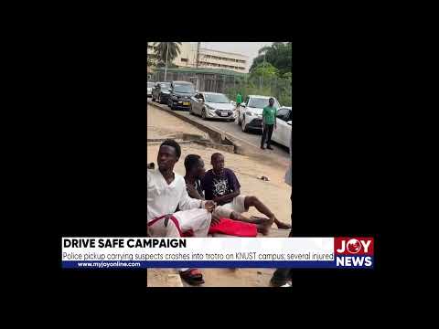 Drive Safe: Police pickup carrying suspects crashes into trotro on KNUST campus; several injured