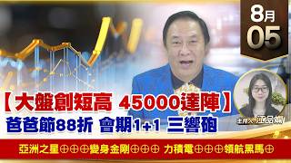 【財經至尊】 王曈  0805《【大盤創短高 45000達陣】》亞洲之星⊕⊕⊕變身金剛⊕⊕⊕力積電⊕⊕⊕領航黑馬⊕
