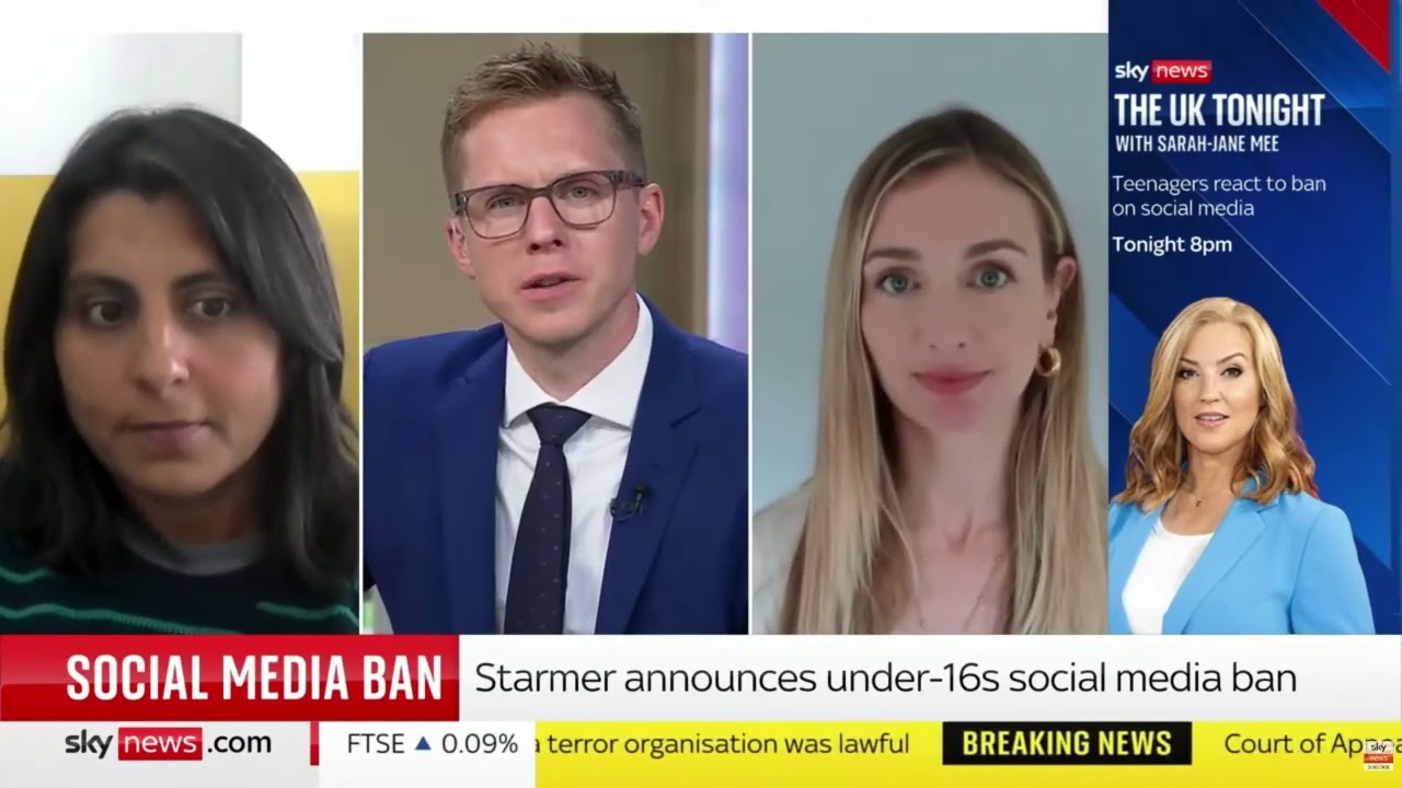 Avnee Morjaria on Sky News discussing the under-16 social media ban
