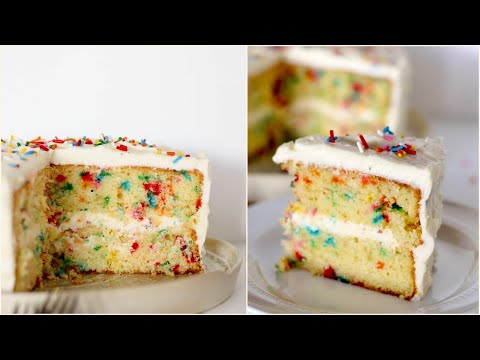 Easy Rainbow Sprinkle Cake Recipe | Confetti Cake Recipe Easy