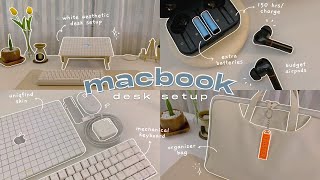 my macbook air setup — unboxing aesthetic accessories + wfh desk makeover