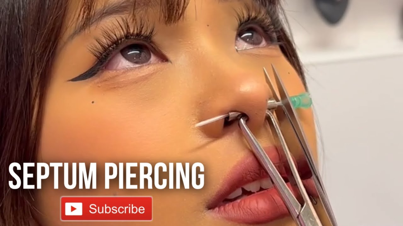 Septum nose piercing for this beauty ⚡️ Don’t try this at home! #septum #nosepiercing