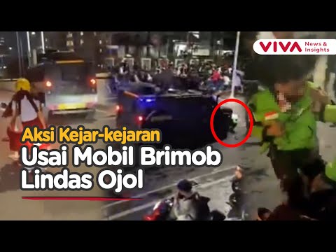 Detik-detik Ojol Dilindas Mobil Brimob saat Demo, Massa Beringas Kejar Pelaku