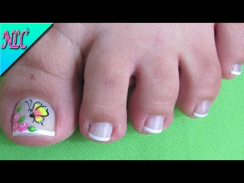 DECORACIÓN DE UÑAS MARIPOSA Y ROSAS PARA PIES – BUTTERFLY NAIL ART – ROSES NAIL ART – NLC