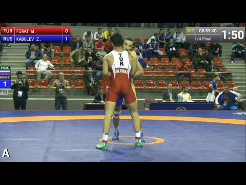 Quarterfinal GR - 59 kg: Zaur KABOLEV (RUS) df. Murat FIRAT (TUR), 6-2