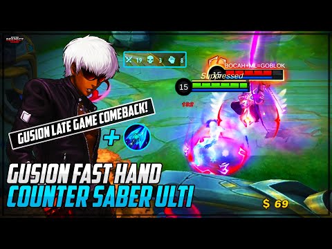 GUSION FAST HAND IMMUNE TO SABER ULTI | GUSION FAST FARMING + ROTATION | Gusion Gameplay | MLBB
