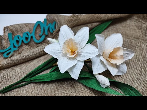DIY Daffodil flowers out of easy crepe paper//ASMR craft paper