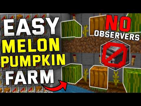 Stackable Melon & Pumpkin Farm Minecraft 1.21+ (Bedrock/Java/Ps4/Xbox/Mcpe)