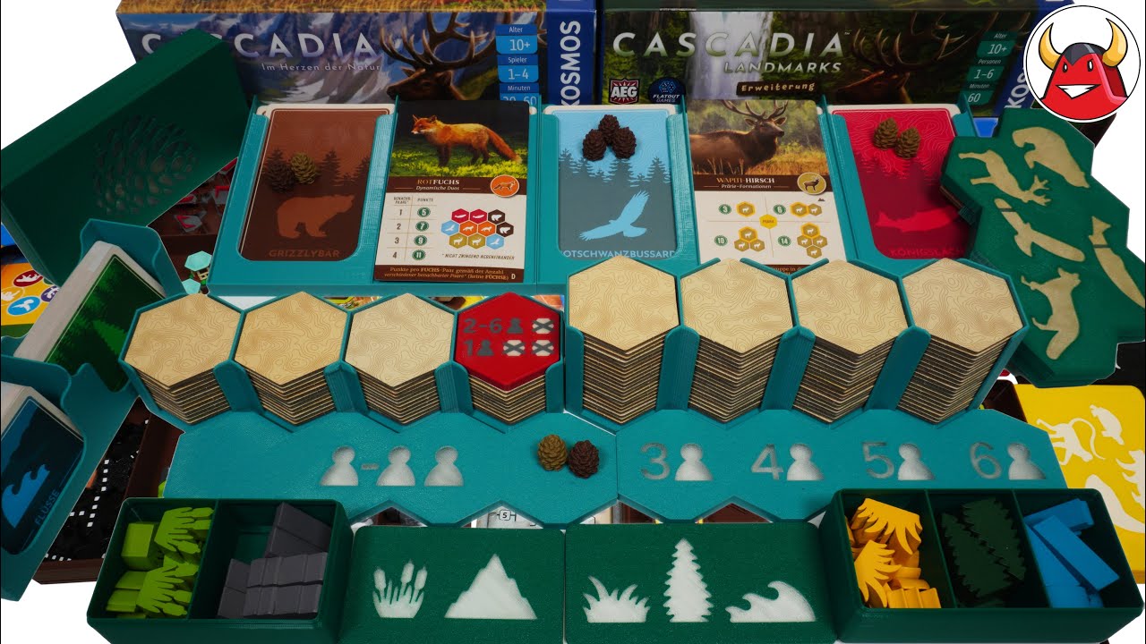 Cascadia Landmarks Brettspiel Boardgame Insert Inlay Organizer Tokens