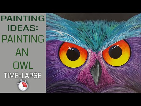 Acrylic Painting of owl - Time-lapse - I See You