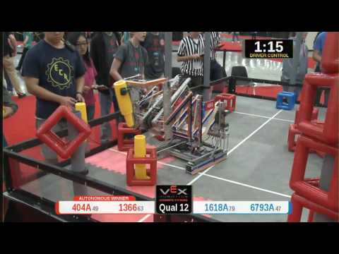2015 VRC Tech Q12 - 404A 1366 vs 1618A 6793A - 63 to 17 - VEX Worlds 2015 - Technology Division