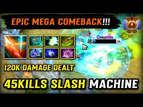 EPIC MEGA COMEBACK CARRY Juggernaut | 45KILLS & 120K DAMAGE DEALT | 100% Show no Mercy 7.39 DOTA 2
