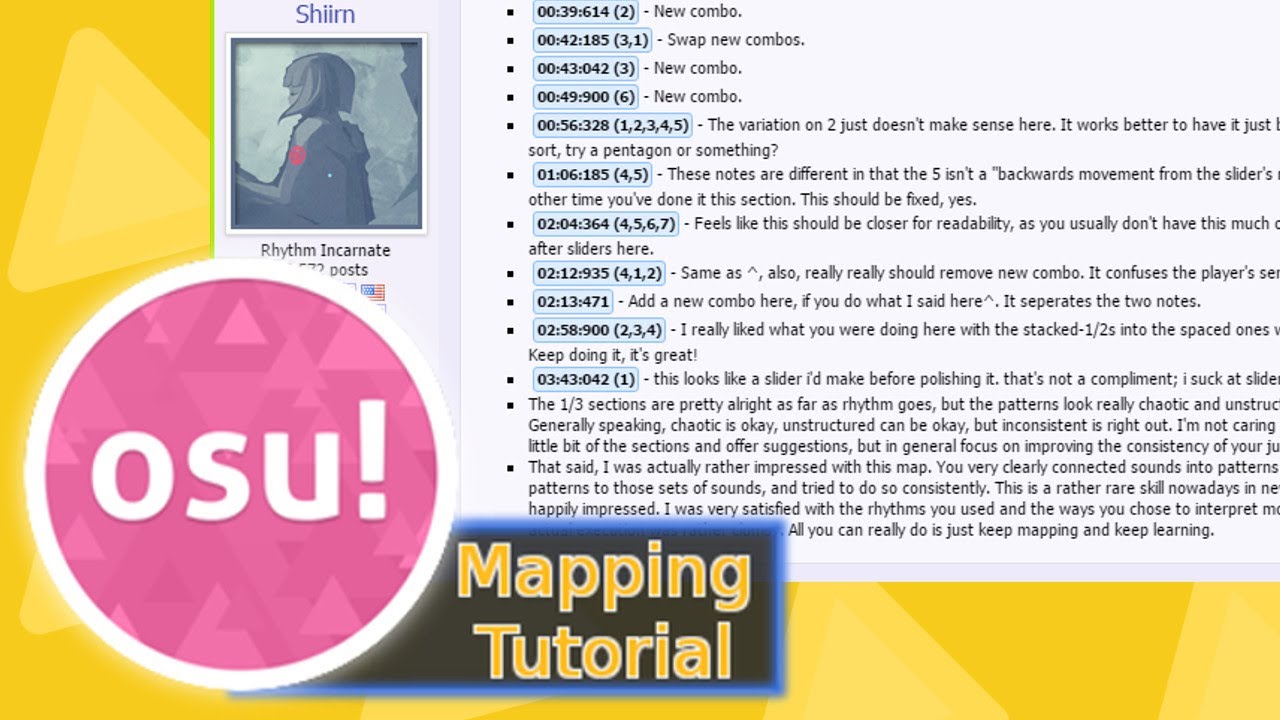 osu!standard Mapping Tutorial 3: Why Map?, Feedback, Objective Mapping