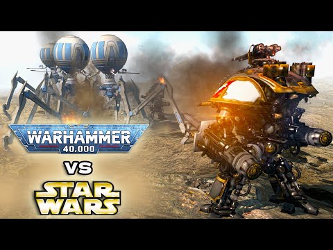 WARHAMMER 40K vs STAR WARS | Extra Massive Battle | Imperial Guard vs Battle Droids (4K)