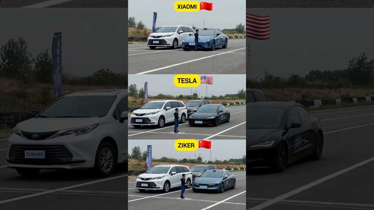 Brake test: tesla vs Xiaomi vs Ziker 🔥 #trending