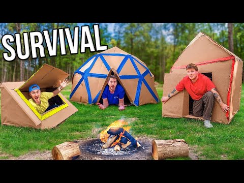We Built Cardboard Survival Shelters!