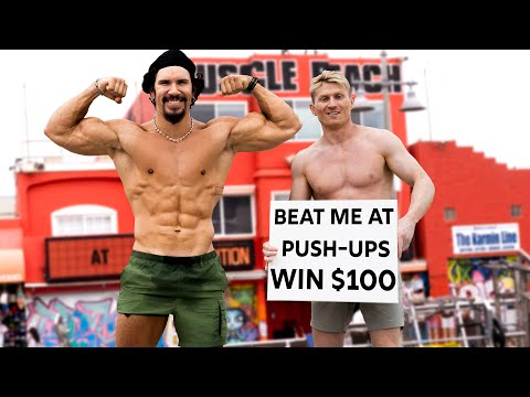 we challenged Body Builders at Muscle Beach
