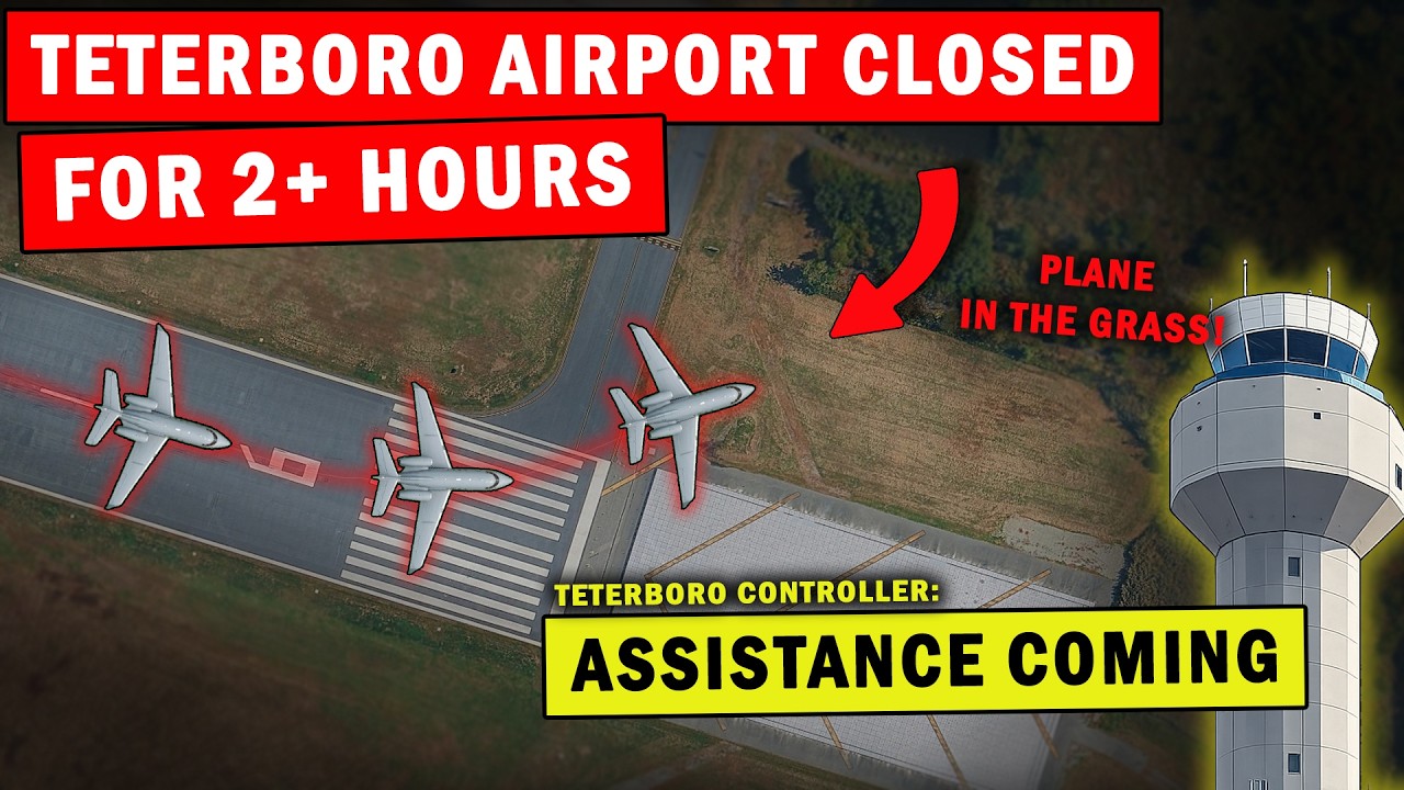 Corporate Plane OFF INTO THE GRASS During Landing | Teterboro Airport Closed!