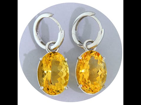 Cercei Aur Alb 18k 2 in 1 cu Elemente Interschimbabile Citrine Naturale - Eleganta Versatila